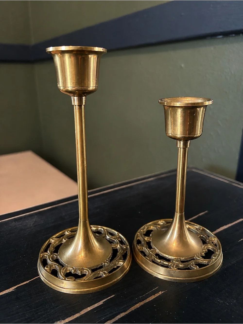 Brass Taper Candle Holders - Pair